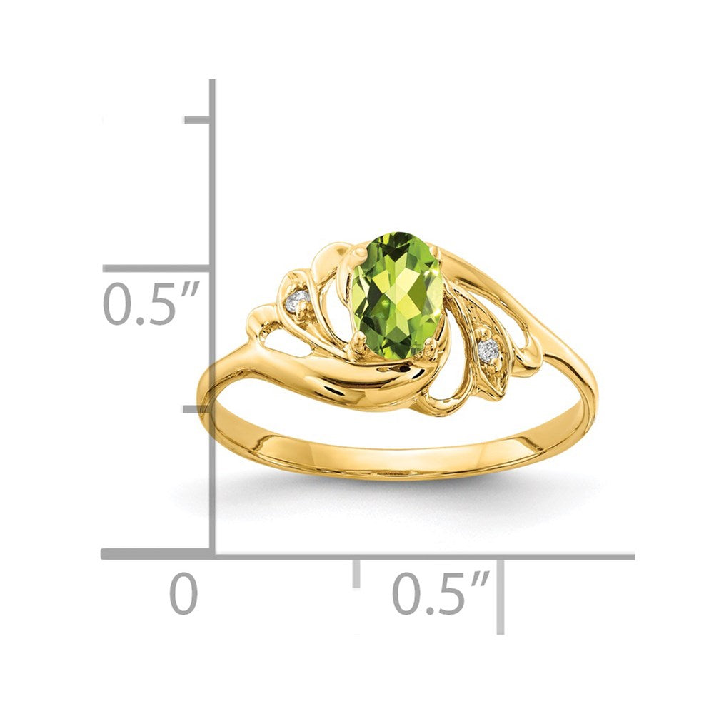 14k 6x4mm Oval Peridot A Diamond ring