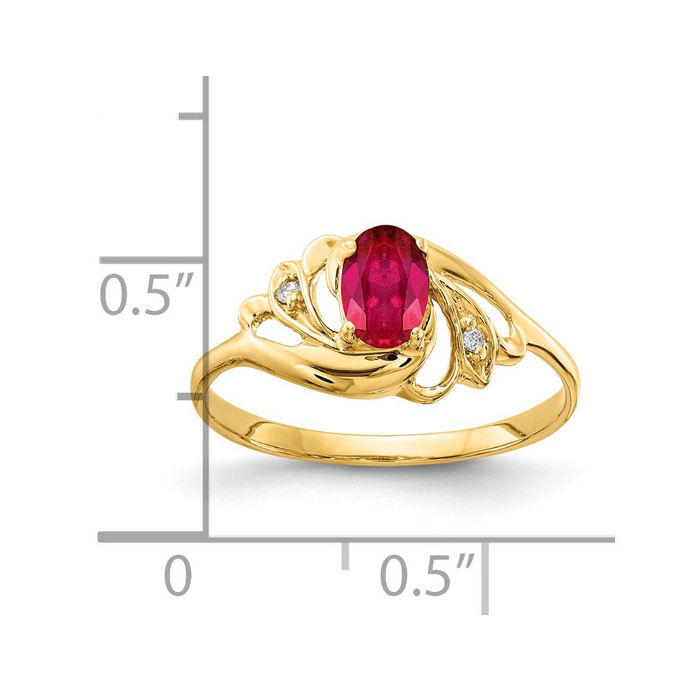 14k 6x4mm Oval Ruby VS Diamond ring