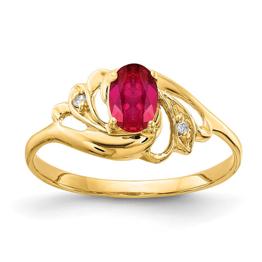 14k 6x4mm Oval Ruby AA Diamond ring