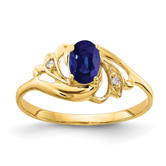 14k 6x4mm Oval Sapphire AA Diamond ring