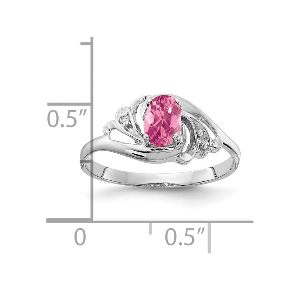 14k White Gold 6x4mm Oval Pink Tourmaline A Diamond ring