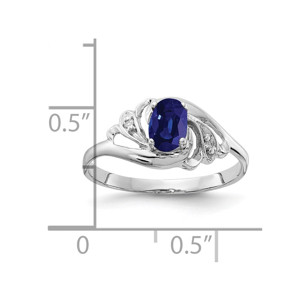 14k White Gold 6x4mm Oval Sapphire AA Diamond ring