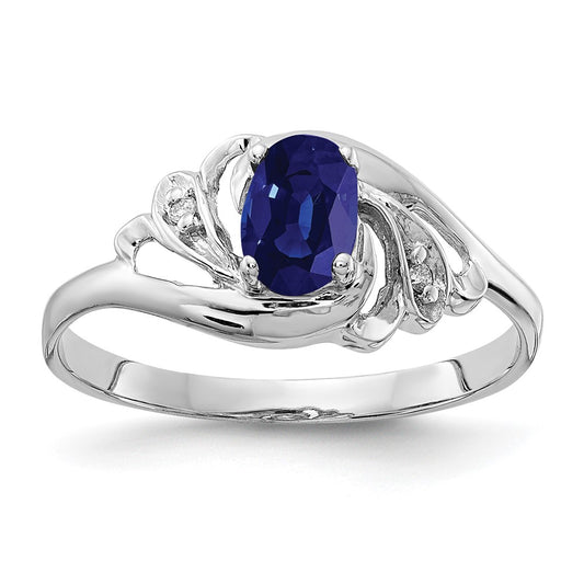 14k White Gold 6x4mm Oval Sapphire A Diamond ring