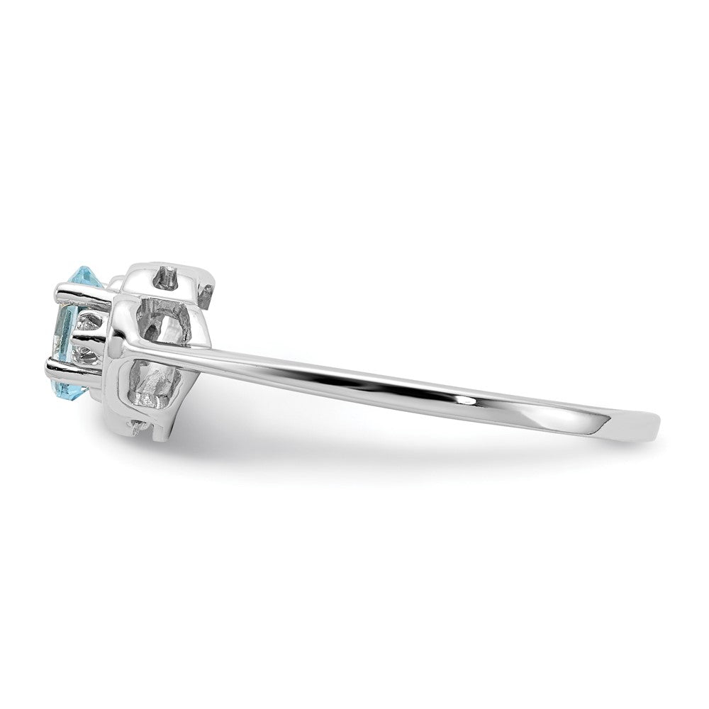 14k White Gold Blue Topaz & AA Diamond Ring