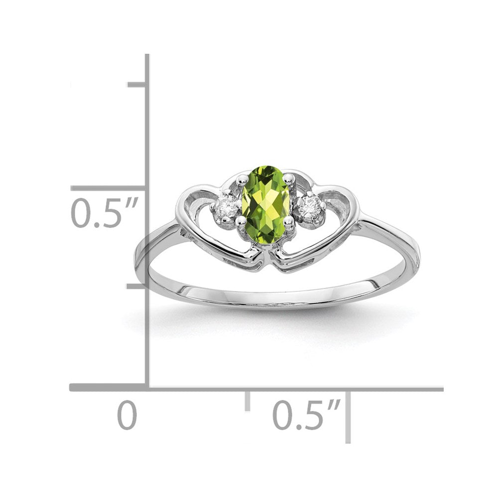 14k White Gold 5x3mm Oval Peridot VS Diamond ring