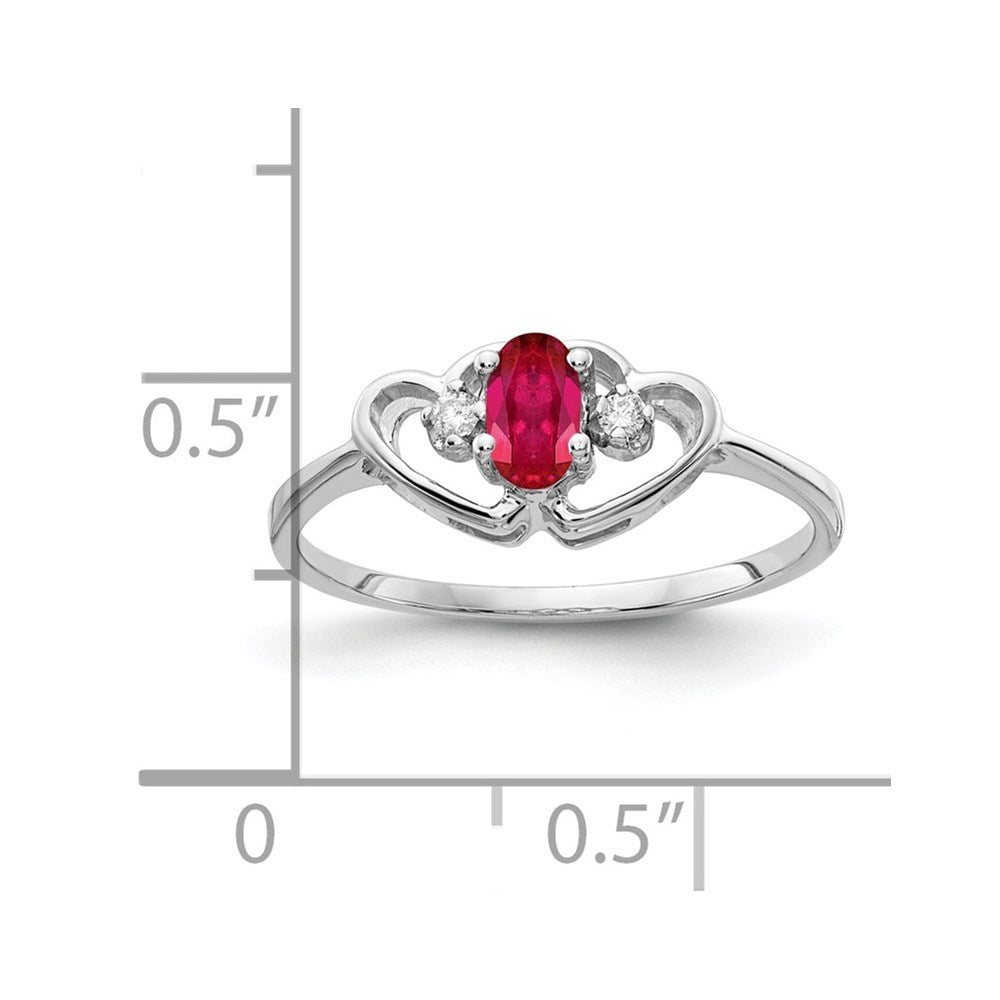 14k White Gold 5x3mm Oval Ruby VS Diamond ring