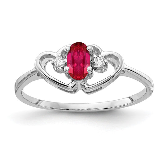 14k White Gold 5x3mm Oval Ruby AAA Diamond ring