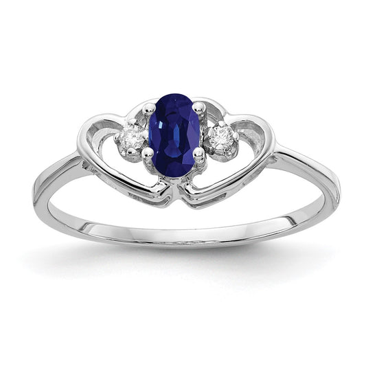 14k White Gold 5x3mm Oval Sapphire AA Diamond ring