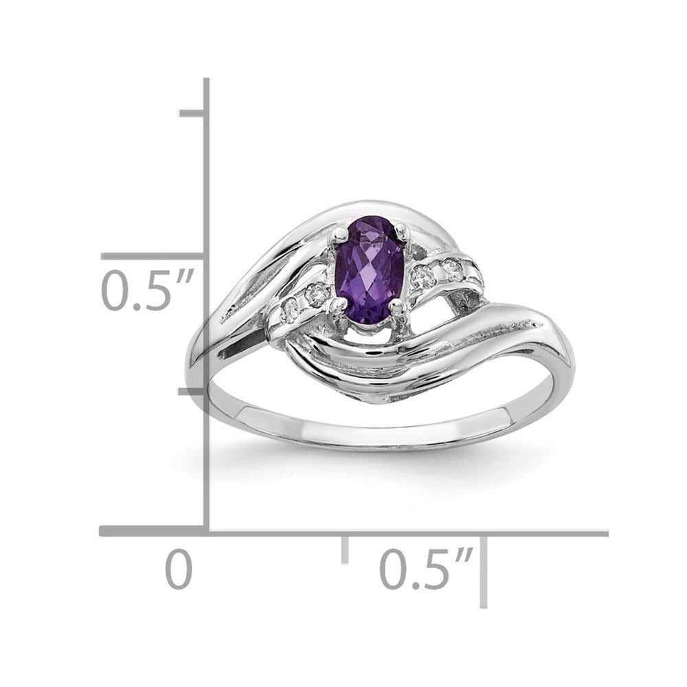 14k White Gold 5x3mm Oval Amethyst VS Diamond ring