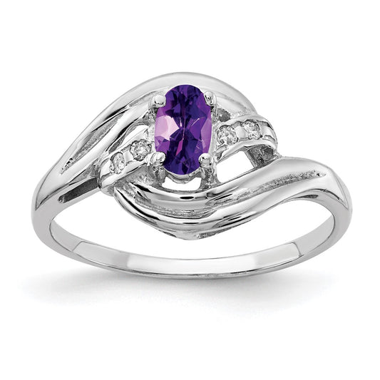 14k White Gold 5x3mm Oval Amethyst VS Diamond ring