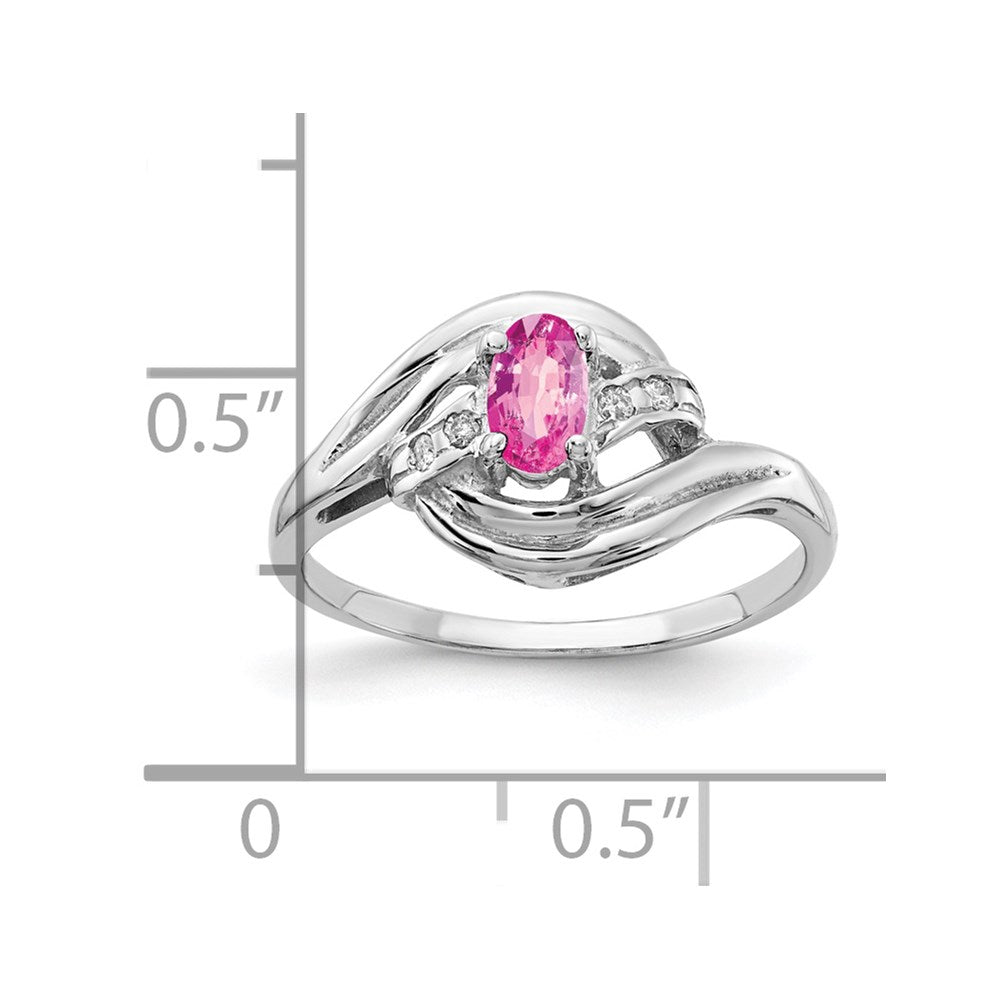 14k White Gold 5x3mm Oval Pink Sapphire AAA Diamond ring