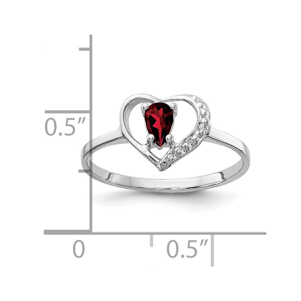 14k White Gold 5x3mm Pear Garnet A Diamond ring