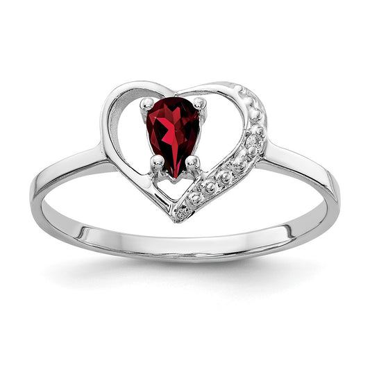 14k White Gold 5x3mm Pear Garnet AA Diamond ring