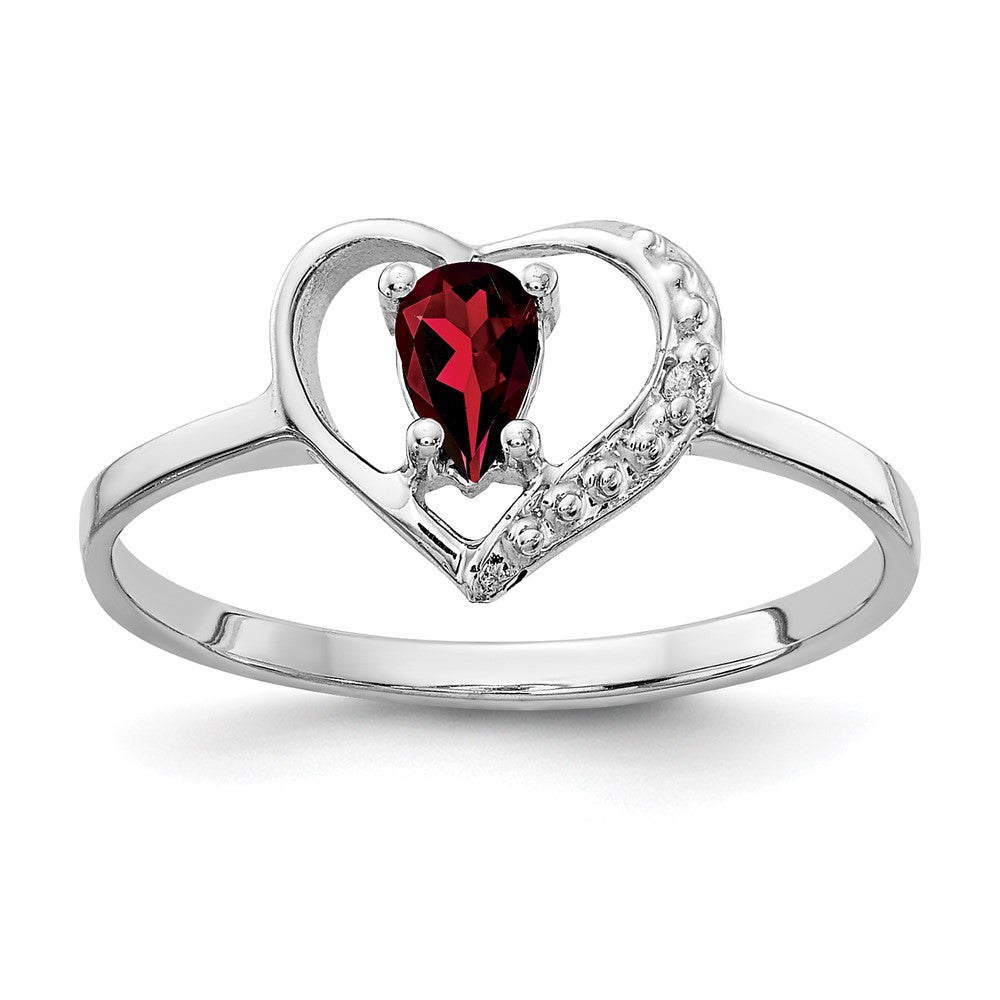 14k White Gold 5x3mm Pear Garnet VS Diamond ring