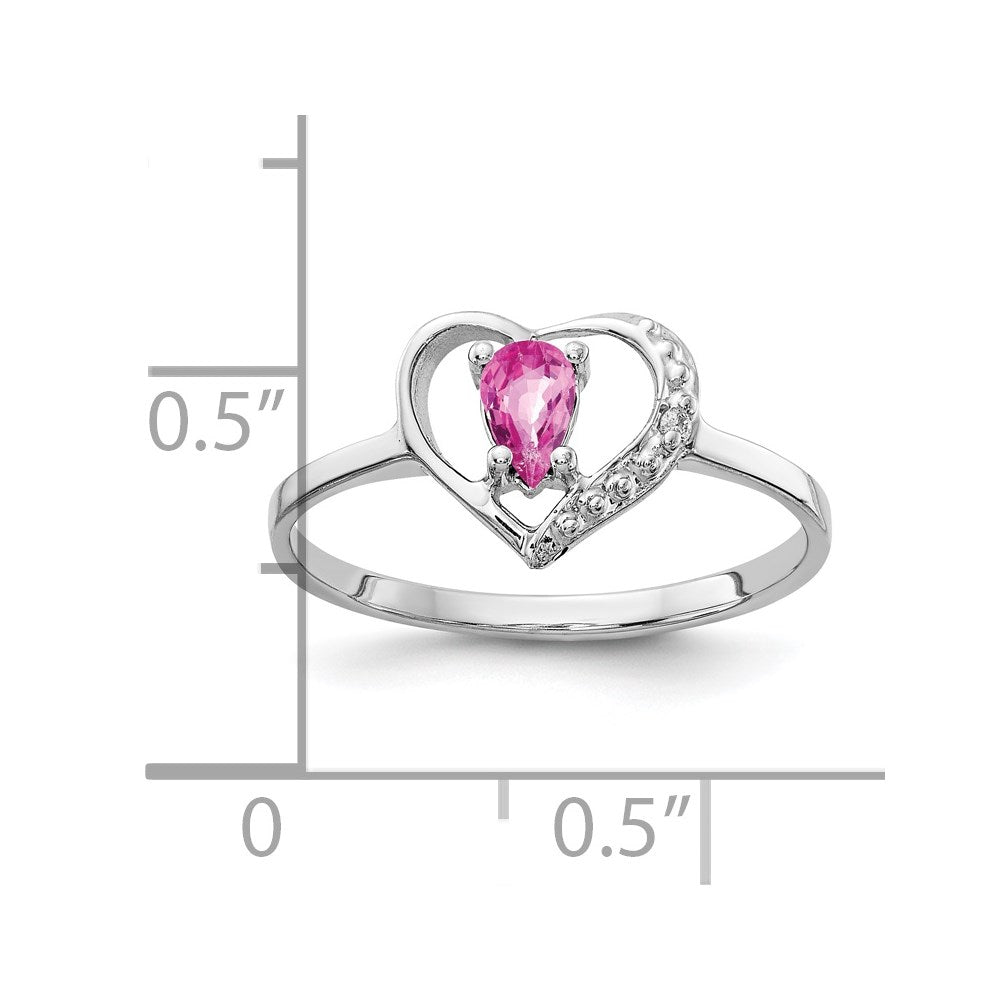 14k White Gold 5x3mm Pear Pink Sapphire AA Diamond ring