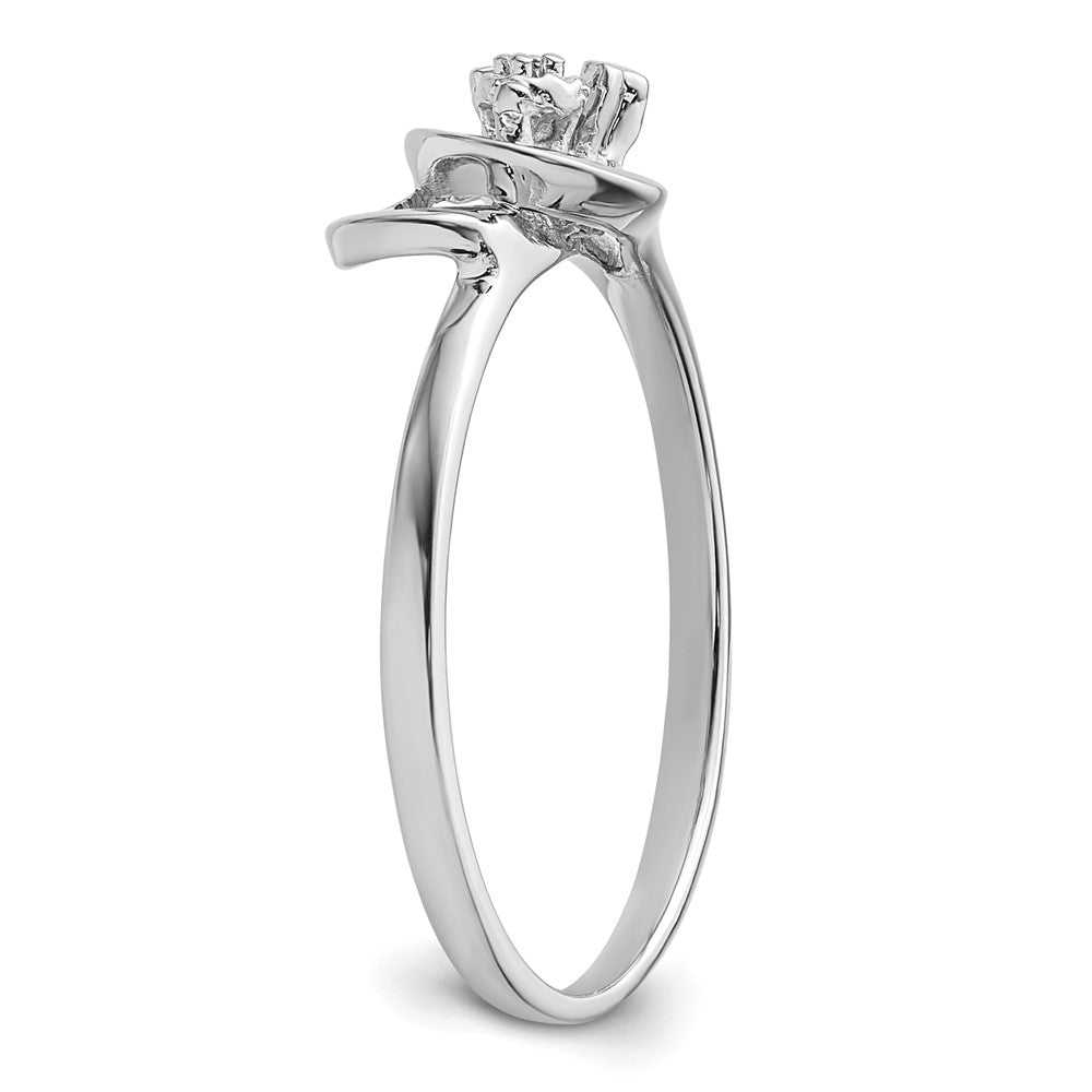 14k White Gold Polished .004ct. Diamond & 3mm Round Gemstone Ring Mounting