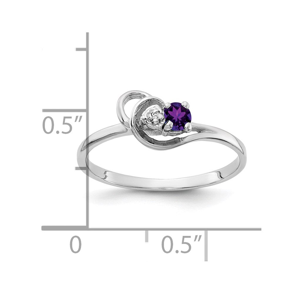 14k White Gold 3mm Amethyst AAA Diamond ring
