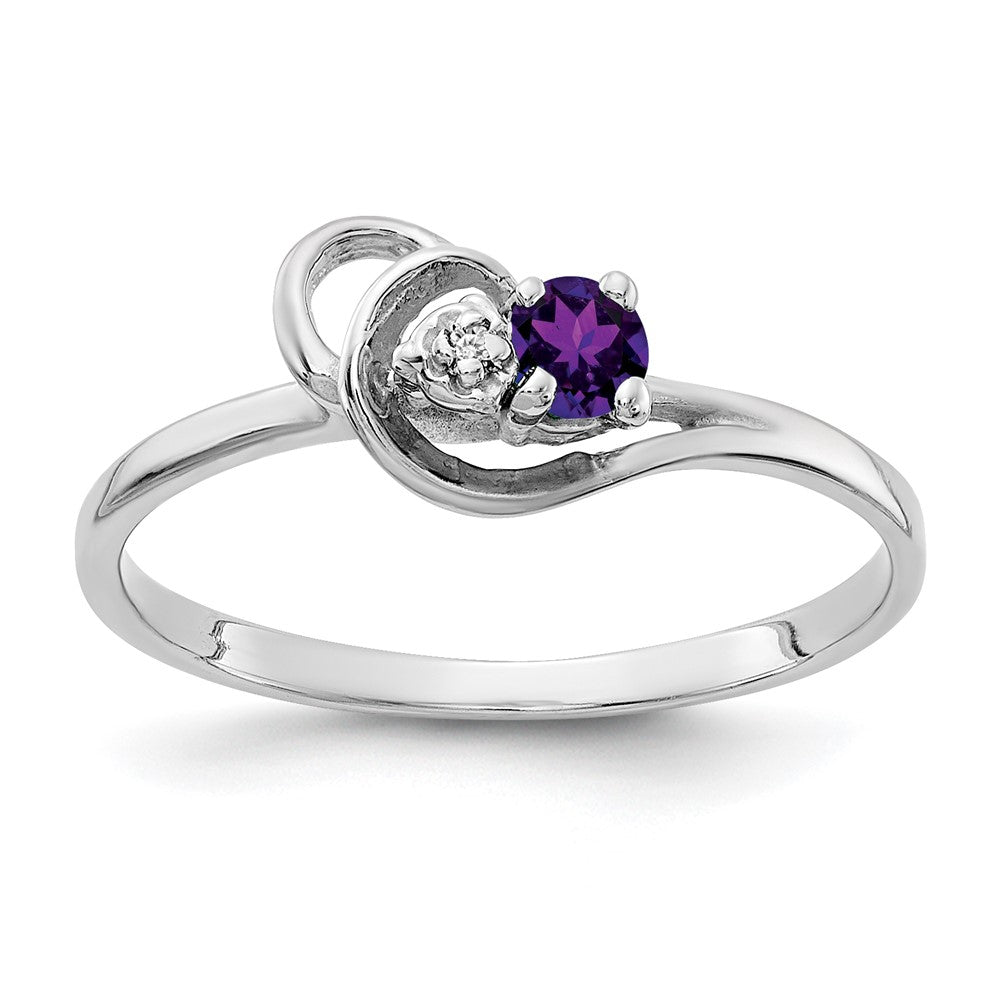14k White Gold 3mm Amethyst A Diamond ring