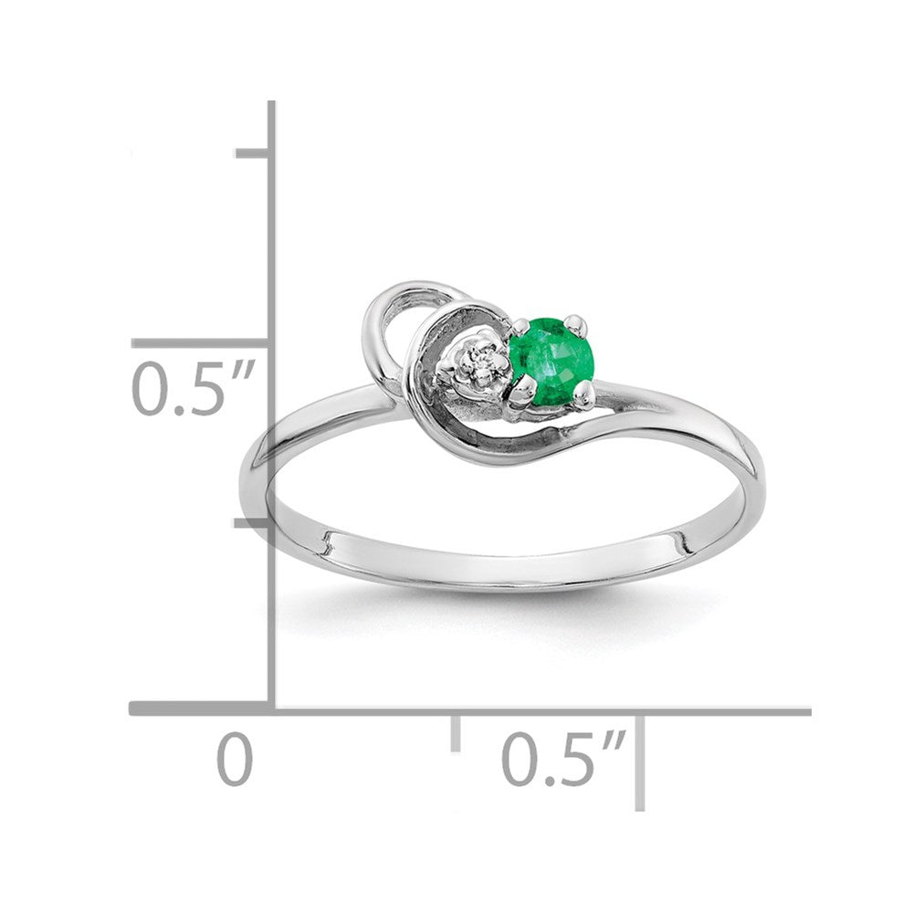 14k White Gold 3mm Emerald AAA Diamond ring