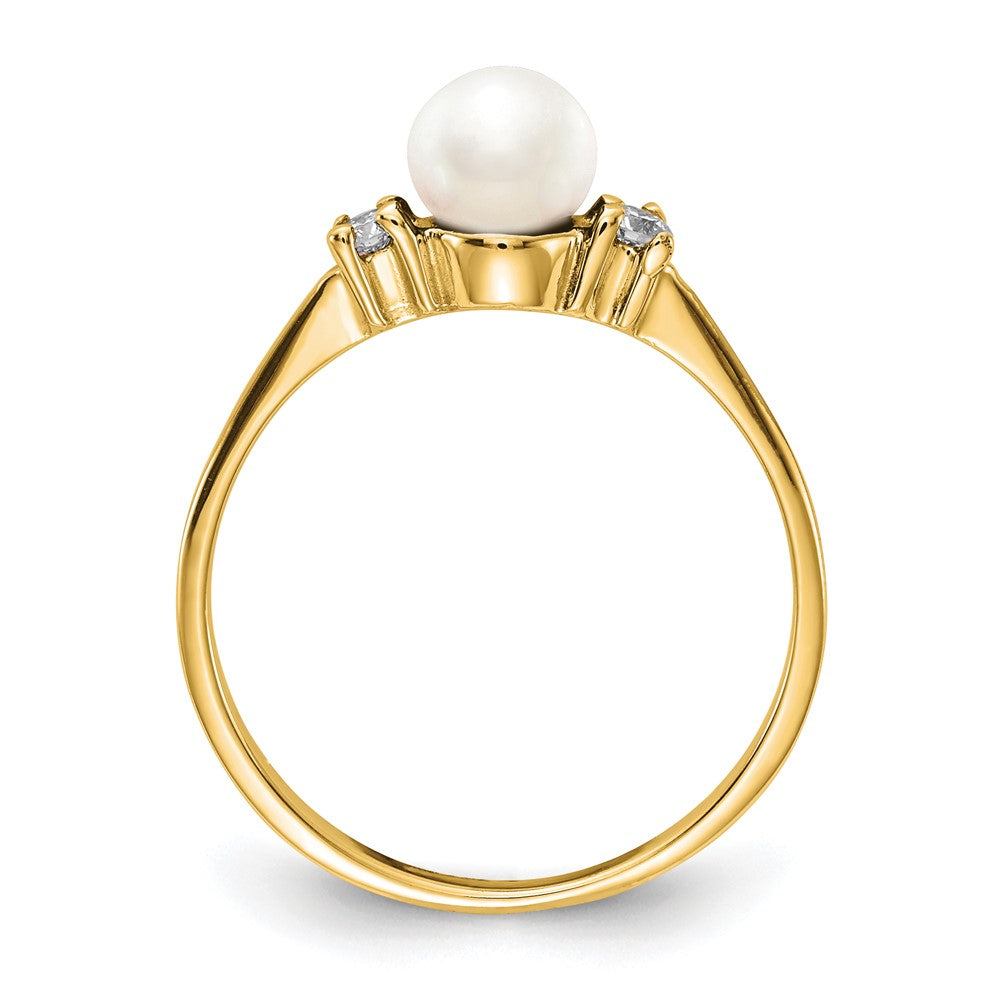 14k 5mm FW Cultured Pearl AA Diamond ring