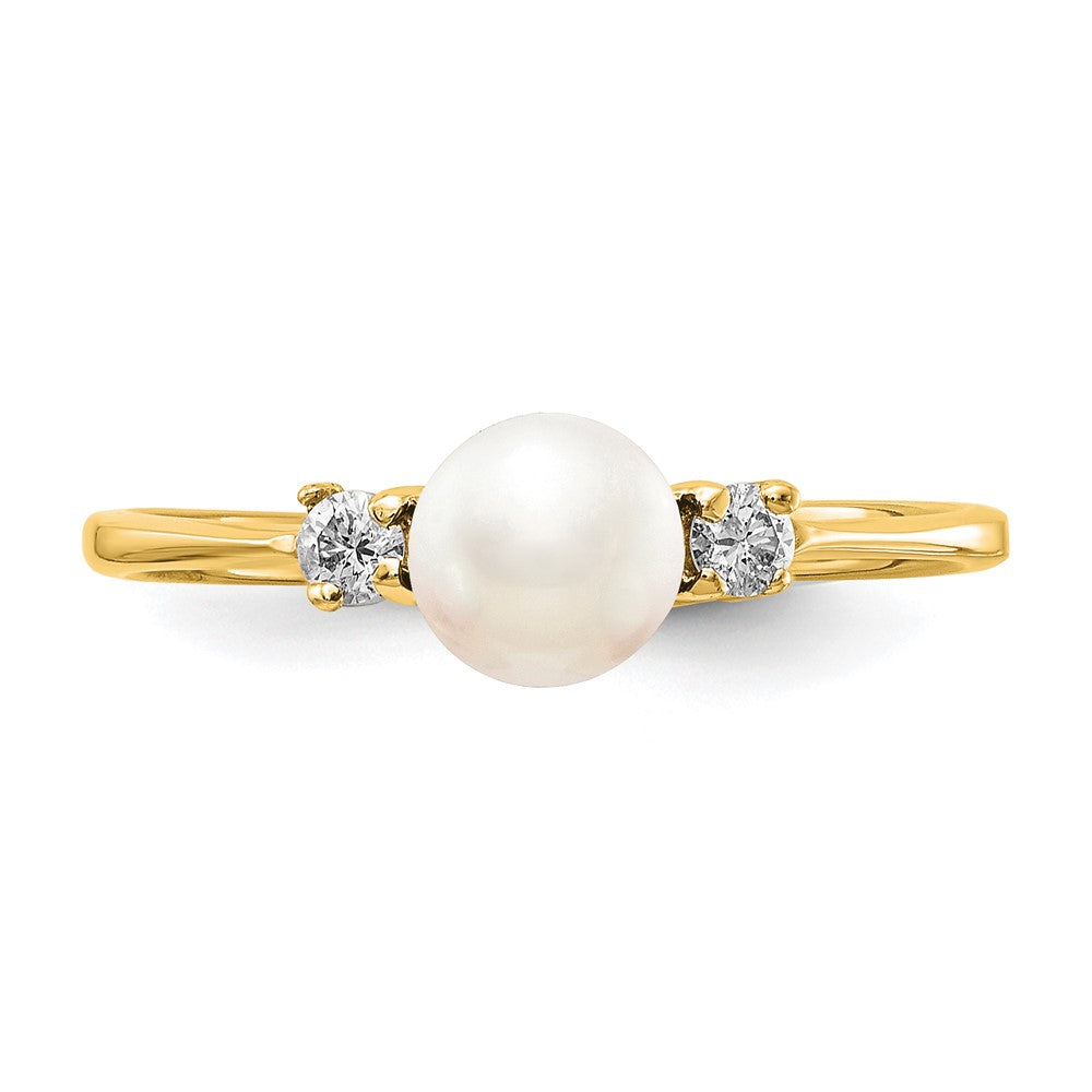 14k 5mm FW Cultured Pearl VS Diamond ring