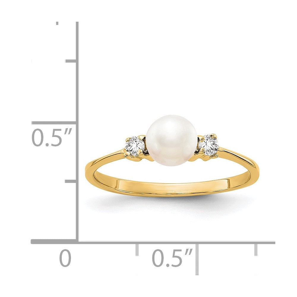 14k 5mm FW Cultured Pearl A Diamond ring