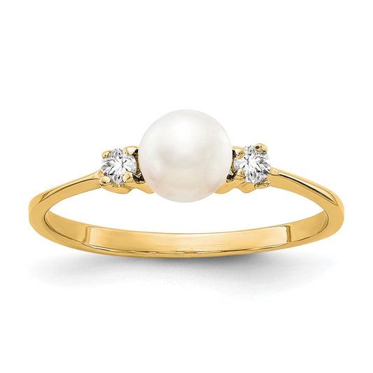 14k 5mm FW Cultured Pearl A Diamond ring