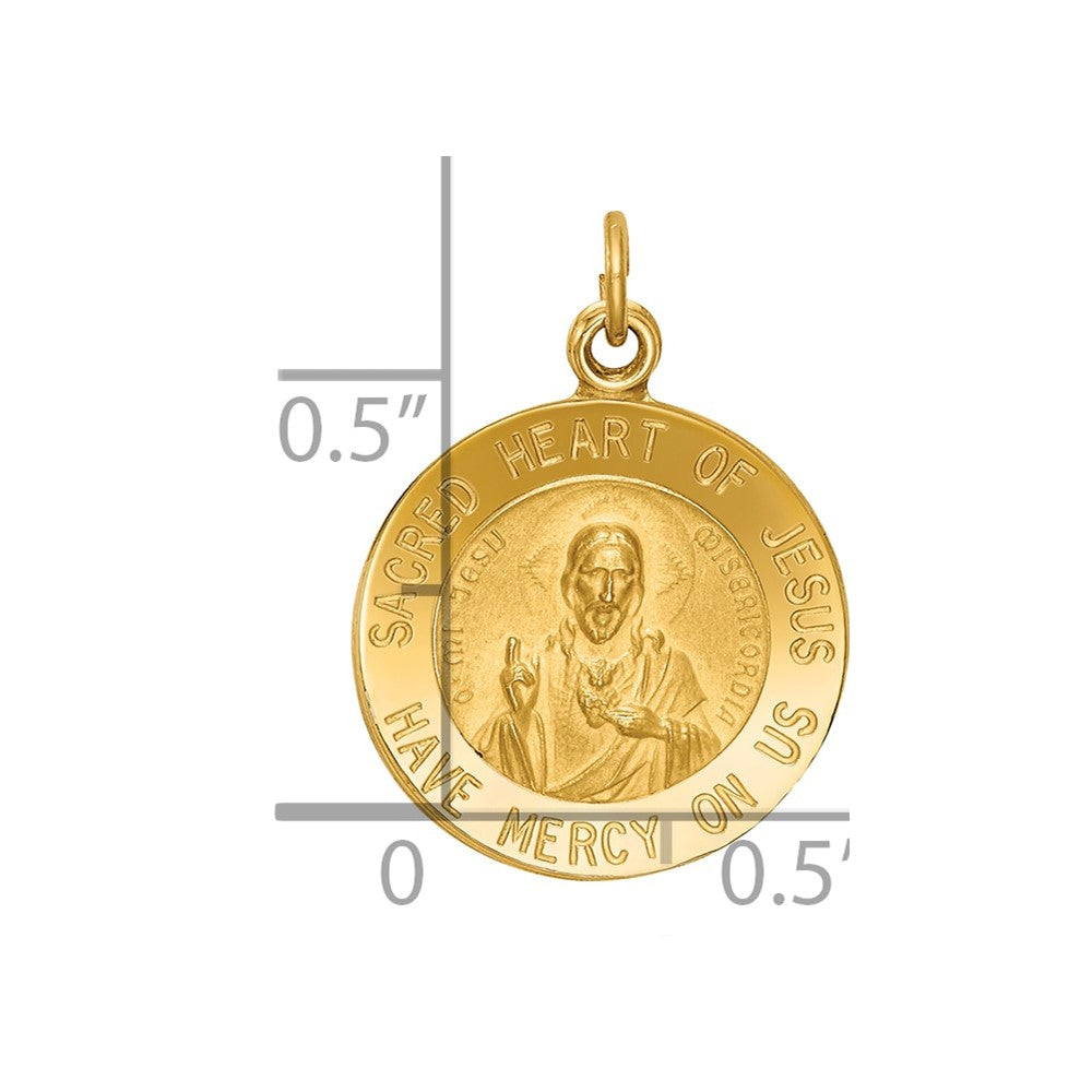 14k Yellow Gold Sacred Heart of Jesus Medal Charm
