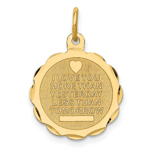 14k Love Sentinment Engraveable Charm