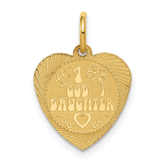 14k #1 GODDAUGHTER Heart Disc Charm
