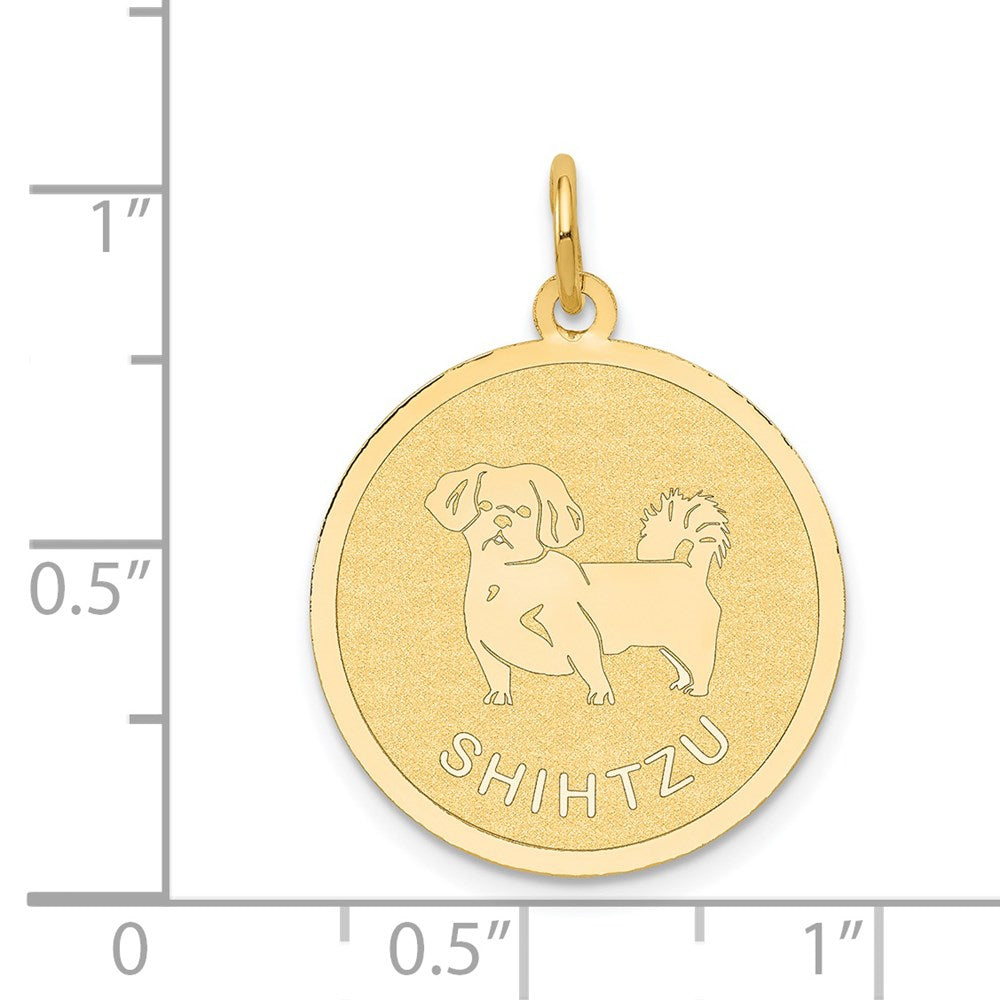 14k Shih Tzu Disc Charm