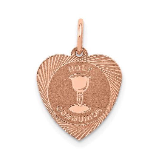 14k Rose Gold Holy Communion Heart Charm
