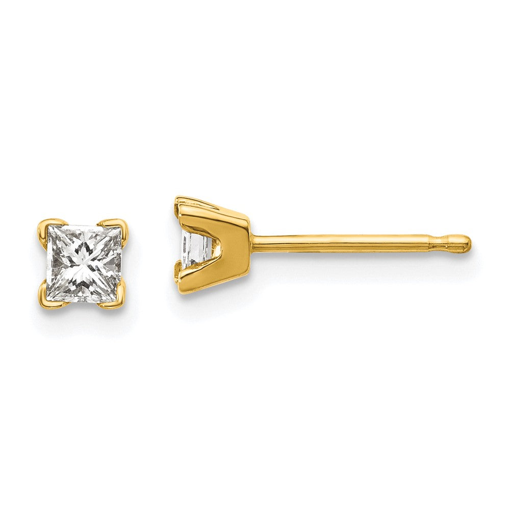 14k AA Quality Complete Princess-cut Diamond Stud Earrings