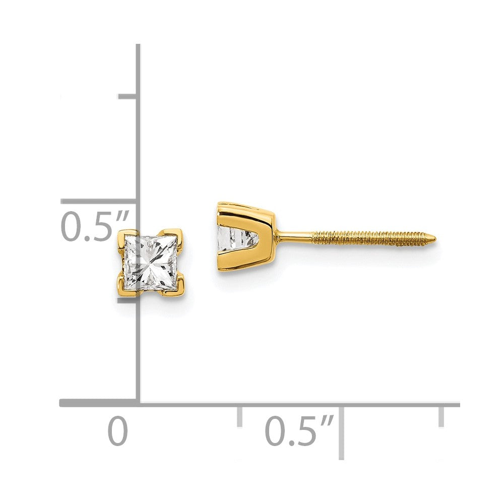 14k AAA Quality Complete Princess-cut Diamond Earrings