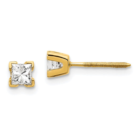 14k AA Quality Complete Princess-cut Diamond Stud Earrings