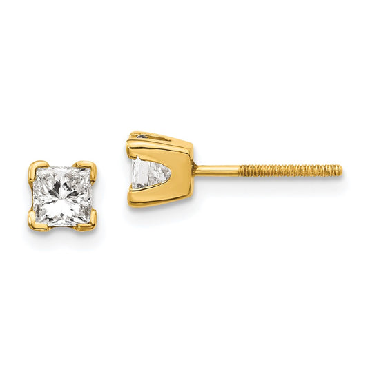 14k VS Quality Complete Princess-cut Diamond Earrings