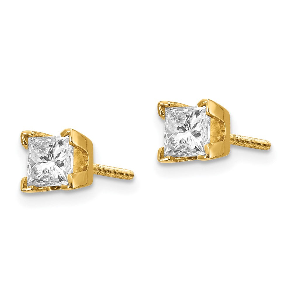 14k VS Quality Complete Princess-cut Diamond Earrings