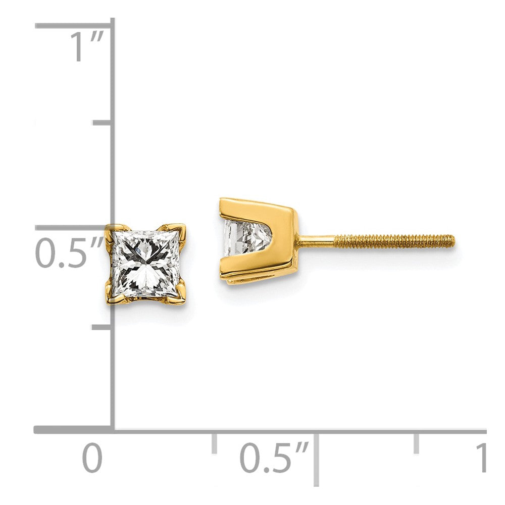 14k AA Quality Complete Princess-cut Diamond Stud Earrings