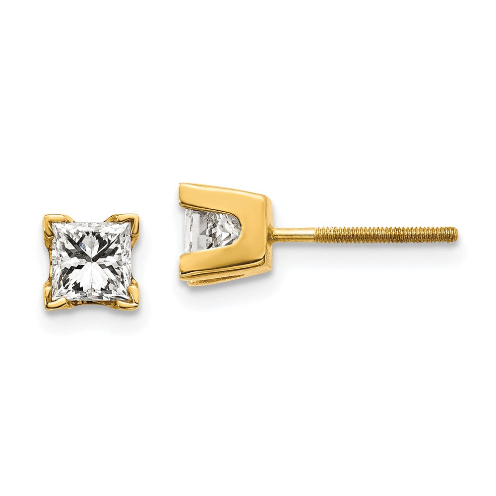 14k AA Quality Complete Princess-cut Diamond Stud Earrings