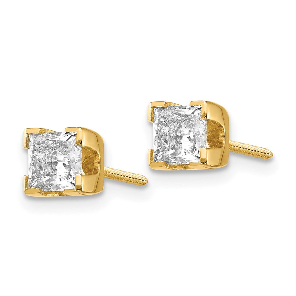 14k Yellow Gold AAA Quality Complete Princess-cut Diamond Earrings