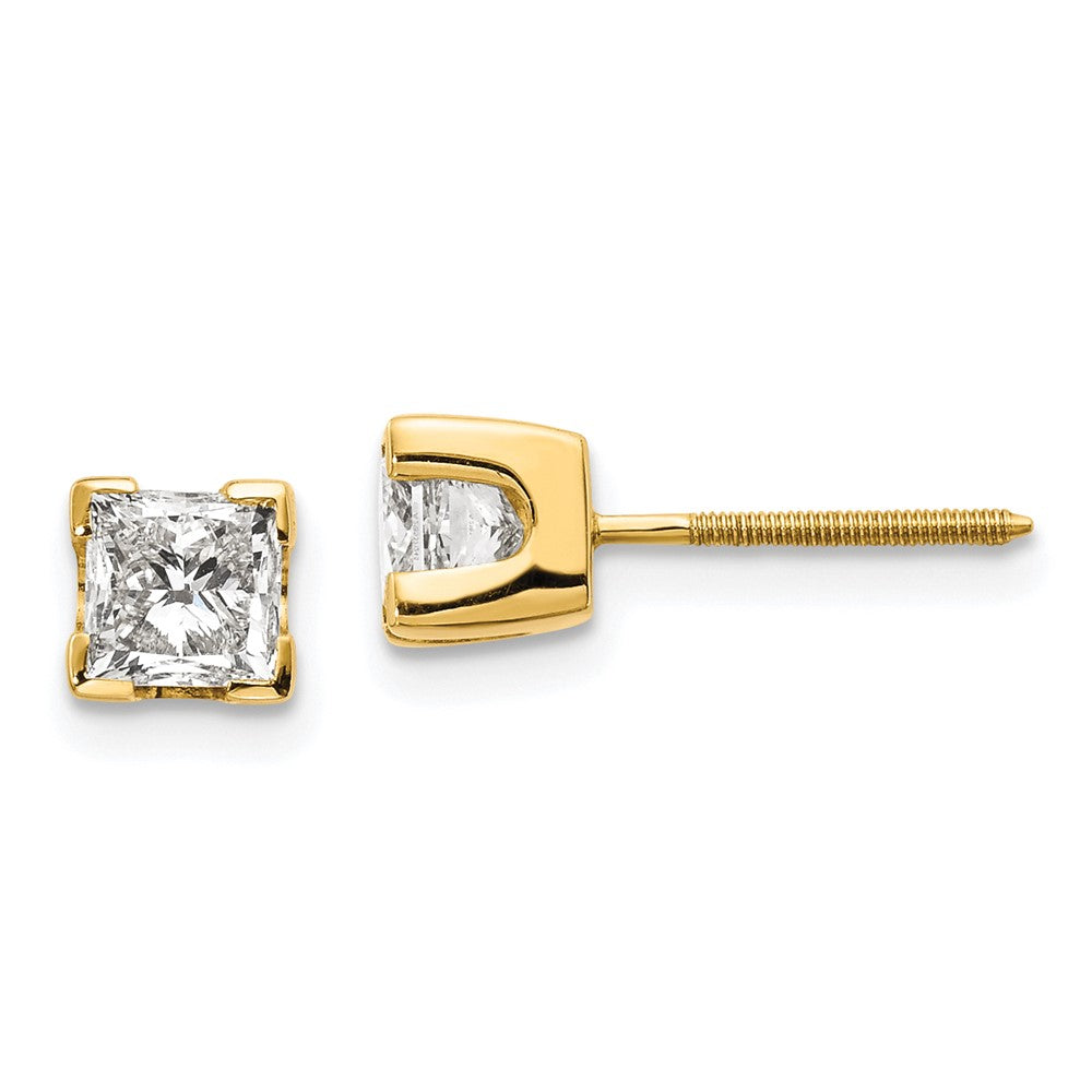14k Yellow Gold AAA Quality Complete Princess-cut Diamond Earrings