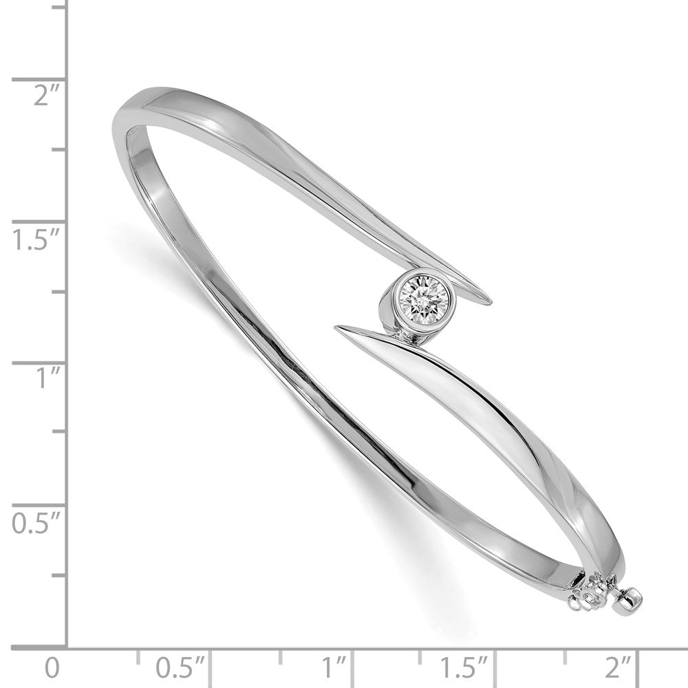 14k White Gold A Diamond Hinged Bangle