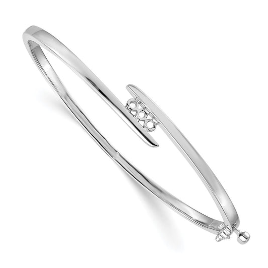 14k White Gold Hinged Bangle Bracelet Mounting