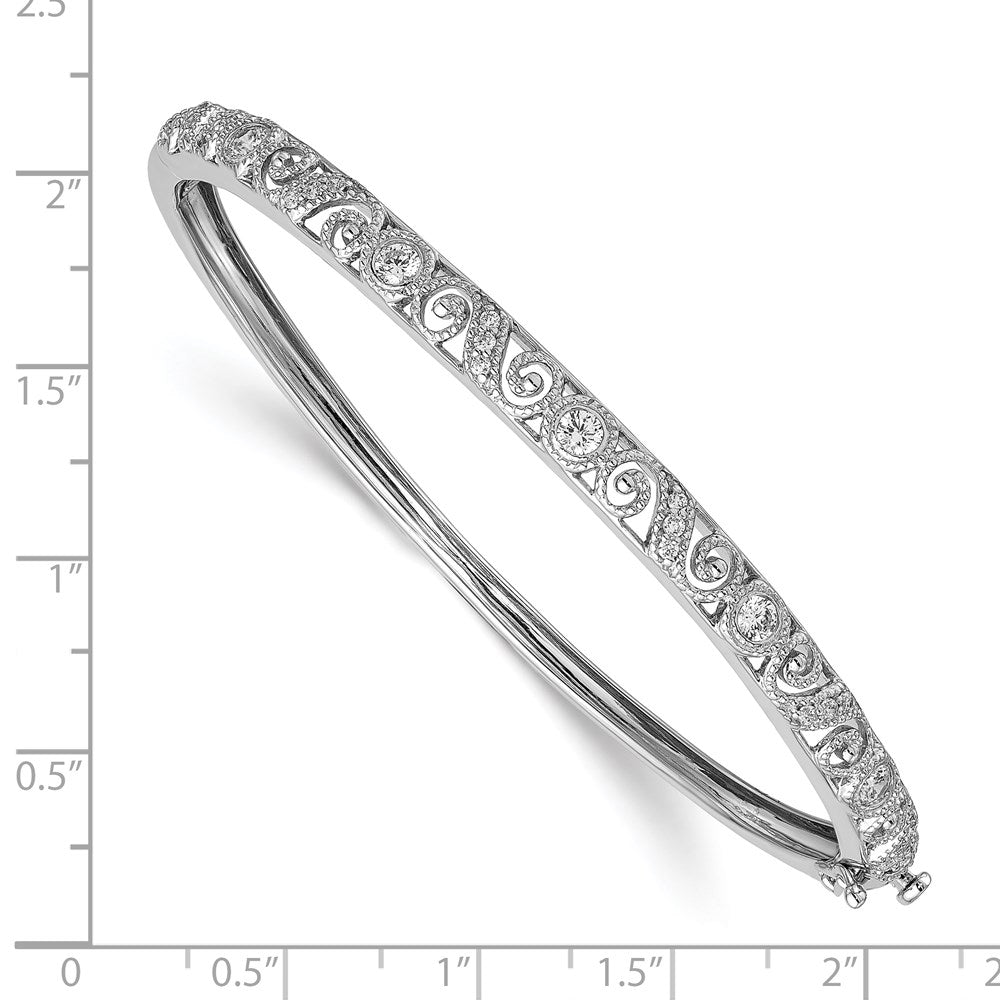 14k White Gold A Diamond Hinged Bangle