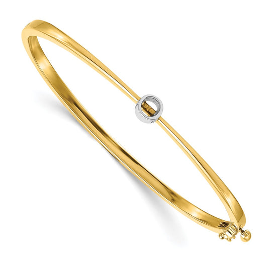 14k Yellow Gold Two-tone Hinged Bangle Bracelet Mounting
