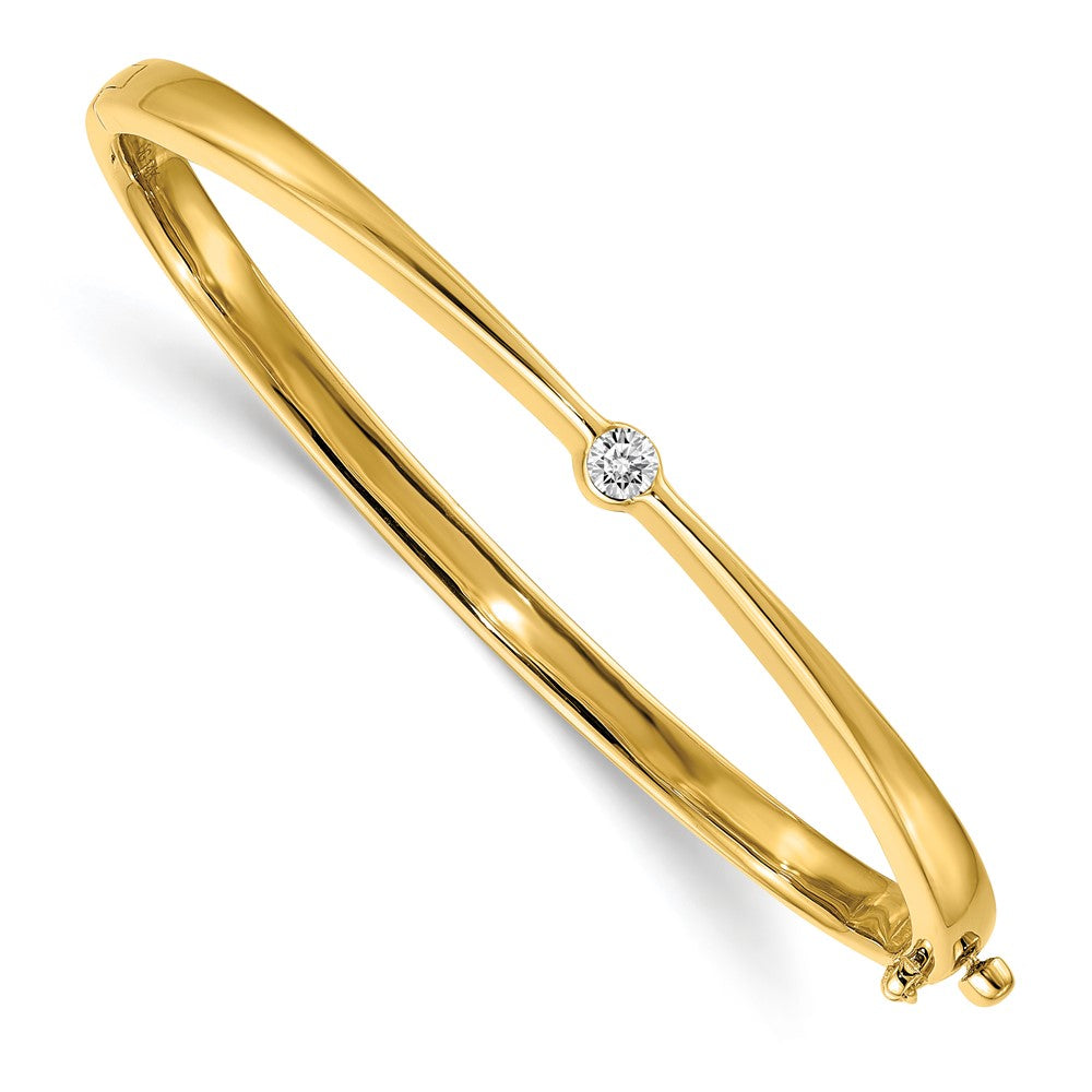 14k Yellow Gold AA Diamond Hinged Bangle