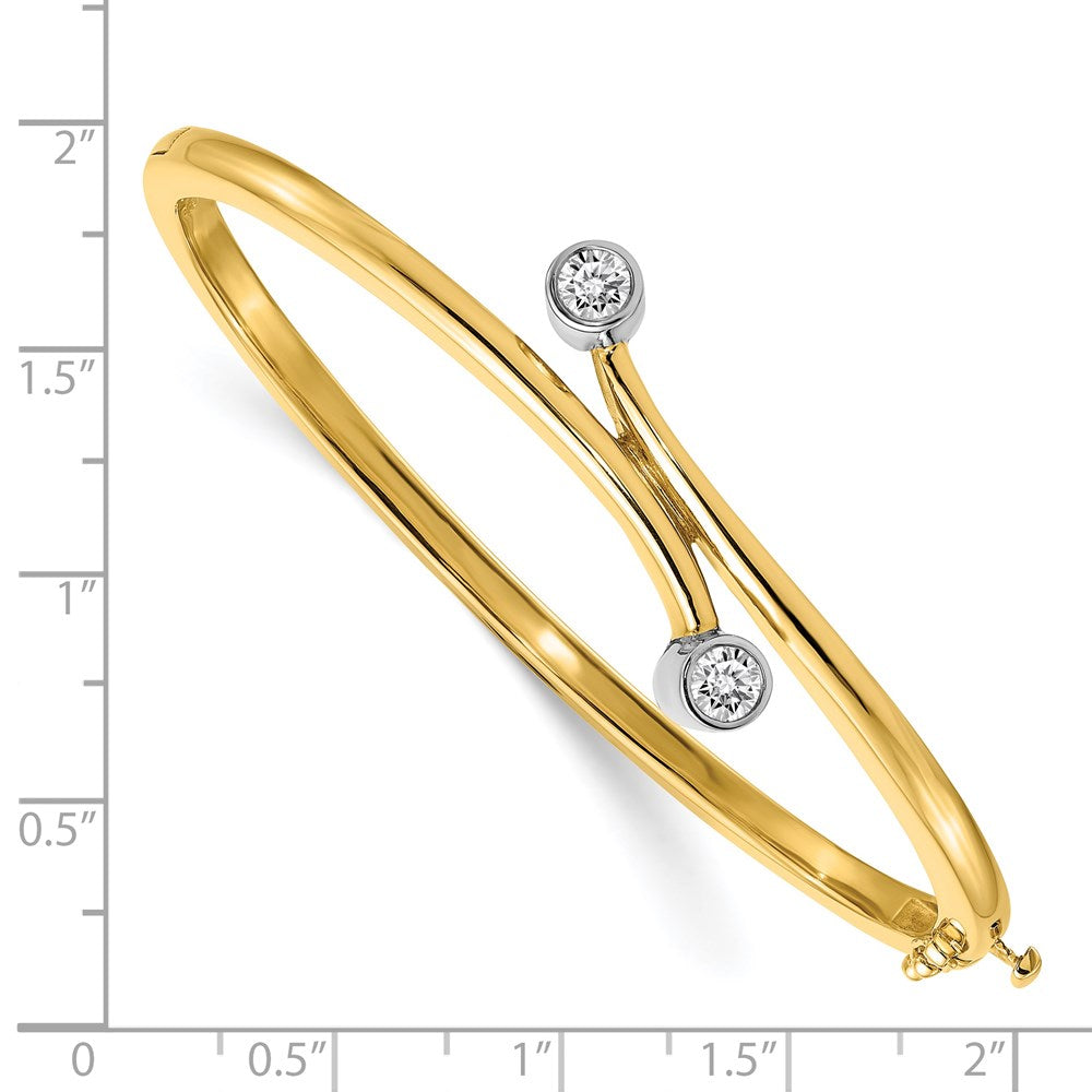 14k Two-tone A Diamond Hinged Bangle