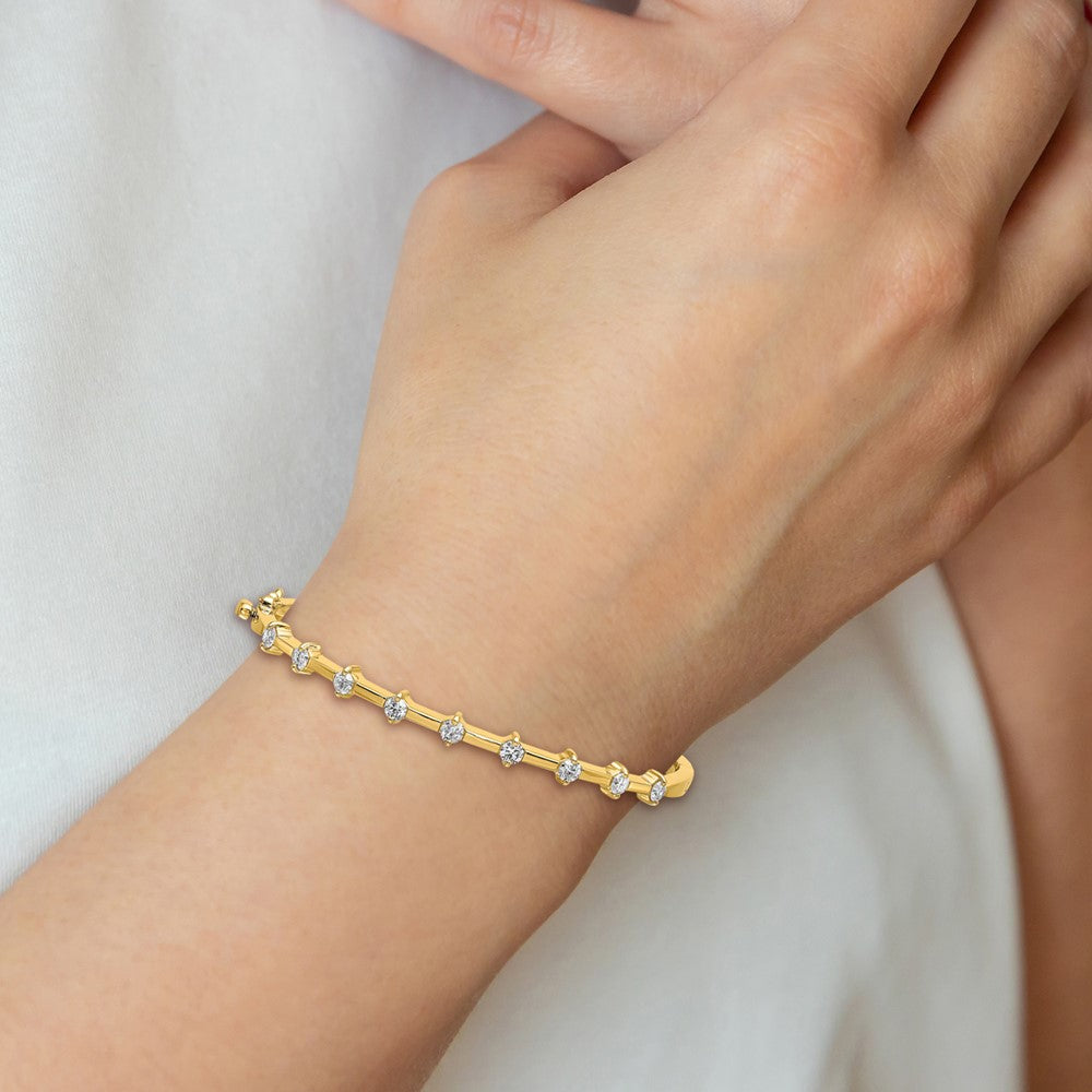 14k AAA Diamond Hinged Bangle