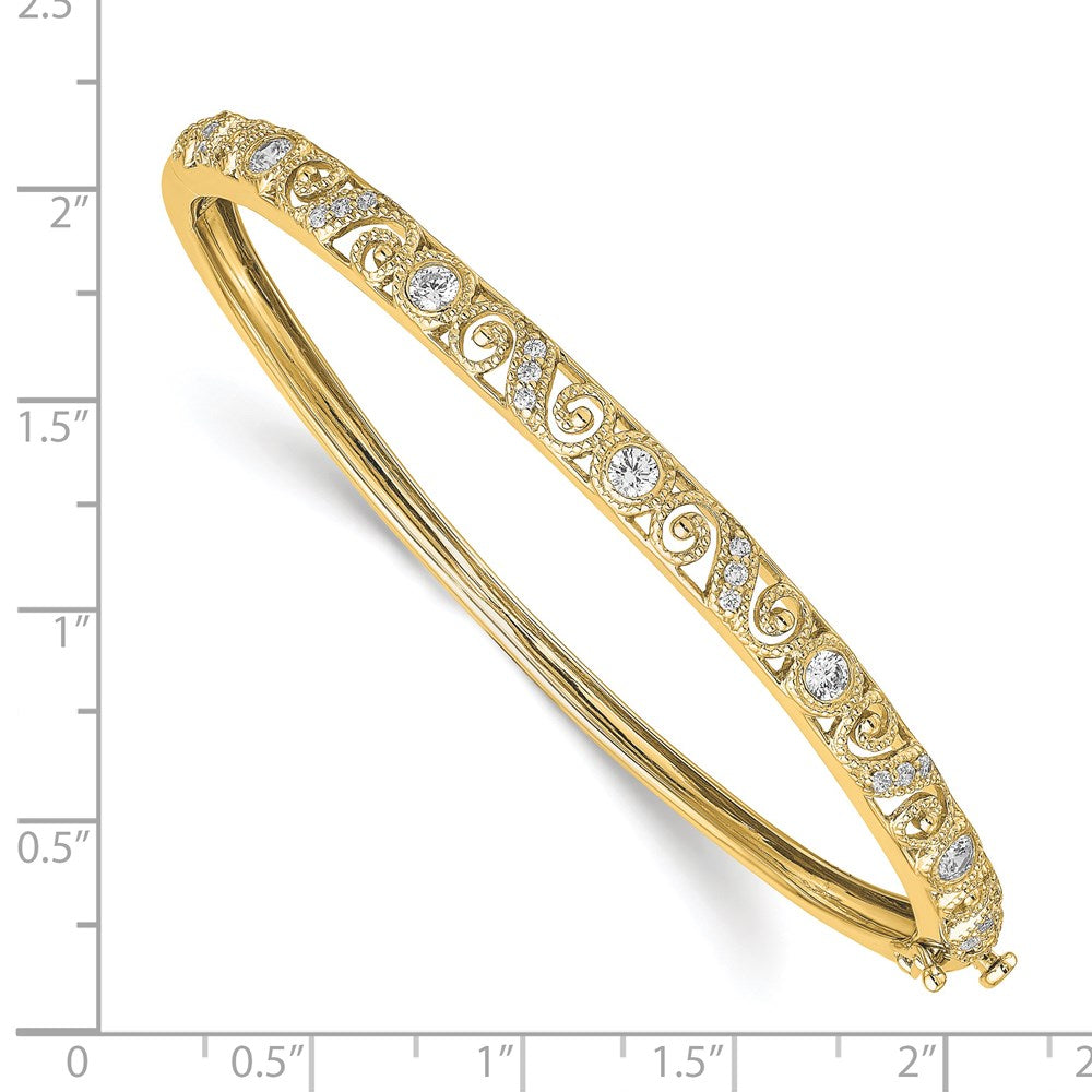 14k AA Diamond Hinged Bangle