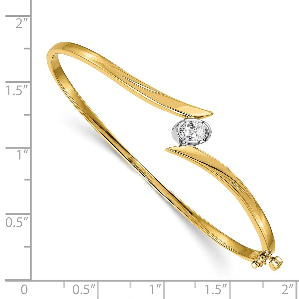 14k Yellow Gold Two-tone VS Diamond Hinged Bangle